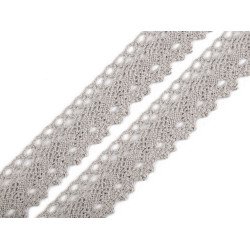Dantelă bumbac croşetată, lățime 28 mm - Gri deschis (27 Metri)