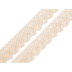 Dantelă bumbac croşetată, lățime 28 mm - Bej deschis (27 Metri)