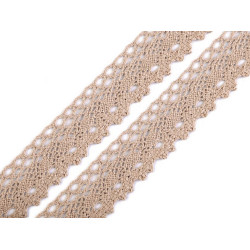 Dantelă bumbac croşetată, lățime 28 mm - Bej (27 Metri)