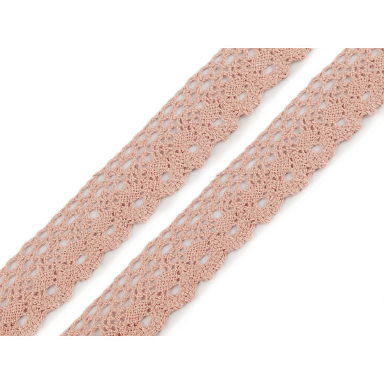 Dantelă bumbac croşetată, lățime 28 mm - Bej (27 Metri) Dantelă bumbac croşetată, lățime 28 mm - Bej (27 Metri)