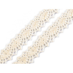 Dantelă bumbac croşetată, lățime 12 mm - Ecru deschis (27 Metri)