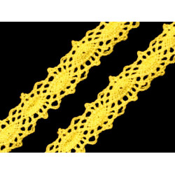 Dantelă bumbac croşetată, lățime 12 mm - Galben (27 Metri)