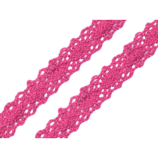 Dantelă bumbac croşetată, lățime 12 mm - Roz deschis (27 Metri) Dantelă bumbac croşetată, lățime 12 mm - Roz deschis (27 Metri)