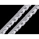 Dantelă bumbac elastică cu volănașe, lățime 15 mm - Alb (27 Metri) Dantelă bumbac elastică cu volănașe, lățime 15 mm - Alb (27 Metri)
