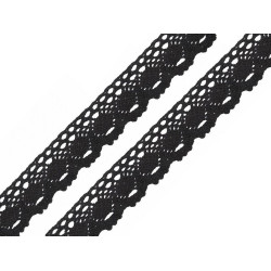 Dantelă bumbac croşetată, lățime 35 mm - Negru (18 Metri)