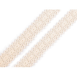 Dantelă bumbac croşetată, lățime 23 mm - Crem deschis (18 Metri)