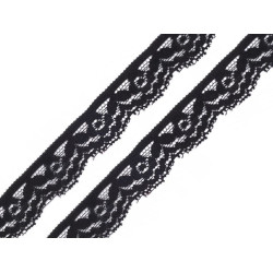 Dantelă elastică, lățime 20 mm - Negru (1 Metru)