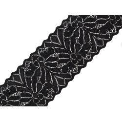 Dantelă elastică, lățime 80 mm - Negru (1 Metru)