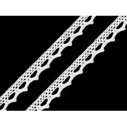 Dantelă bumbac croşetată, lățime 11 mm - Alb (1 Metru)