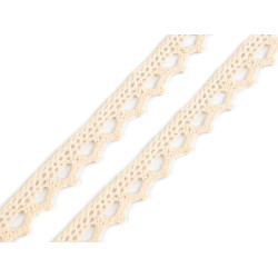 Dantelă bumbac croşetată, lățime 11 mm - Ecru deschis (1 Metru)