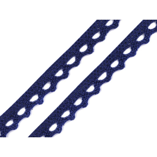 Dantelă bumbac croşetată, lățime 11 mm - Negru (1 Metru) Dantelă bumbac croşetată, lățime 11 mm - Negru (1 Metru)