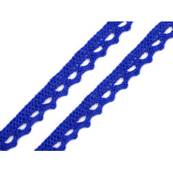Dantelă bumbac croşetată, lățime 11 mm - Albastru regal (1 Metru)