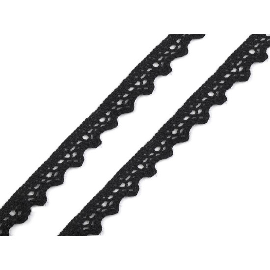 Dantelă bumbac croşetată, lățime 11 mm - Albastru închis (1 Metru) Dantelă bumbac croşetată, lățime 11 mm - Albastru închis (1 Metru)