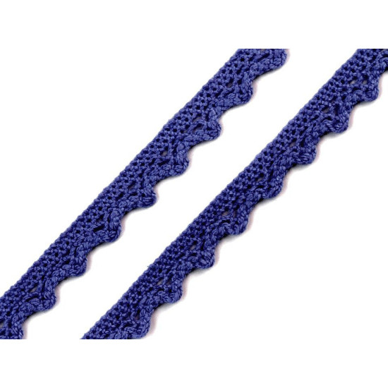 Dantelă bumbac croşetată, lățime 11 mm - Albastru închis (1 Metru) Dantelă bumbac croşetată, lățime 11 mm - Albastru închis (1 Metru)
