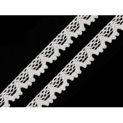 Dantelă bumbac croşetată, lățime 14 mm - Alb (1 Metru)