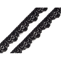 Dantelă elastică, lățime 16 mm - Negru (1 Metru)