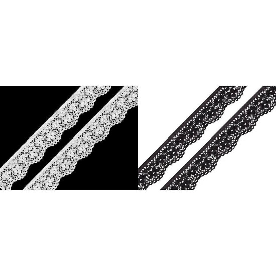 Dantelă elastică, lățime 25 mm - Negru (54 Metri) Dantelă elastică, lățime 25 mm - Negru (54 Metri)