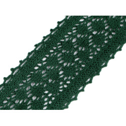 Dantelă bumbac croşetată, lățime 60 mm - Verde închis (1 Metru)