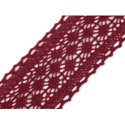 Dantelă bumbac croşetată, lățime 60 mm - Bordo (1 Metru)