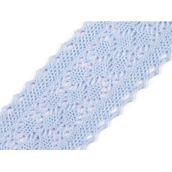 Dantelă bumbac croşetată, lățime 60 mm - Albastru deschis (1 Metru)
