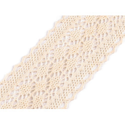 Dantelă bumbac croşetată, lățime 60 mm - Ecru deschis (1 Metru)