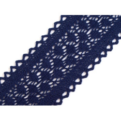 Dantelă bumbac croşetată, lățime 60 mm - Albastru închis (1 Metru)