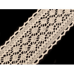 Dantelă bumbac croşetată, lățime 60 mm - Bej deschis (1 Metru)