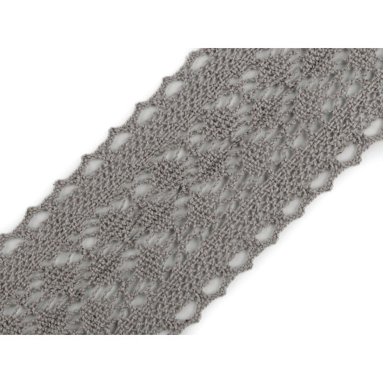 Dantelă bumbac croşetată, lățime 60 mm - Bej deschis (1 Metru) Dantelă bumbac croşetată, lățime 60 mm - Bej deschis (1 Metru)