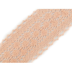 Dantelă bumbac croşetată, lățime 60 mm - Roz somon (1 Metru)