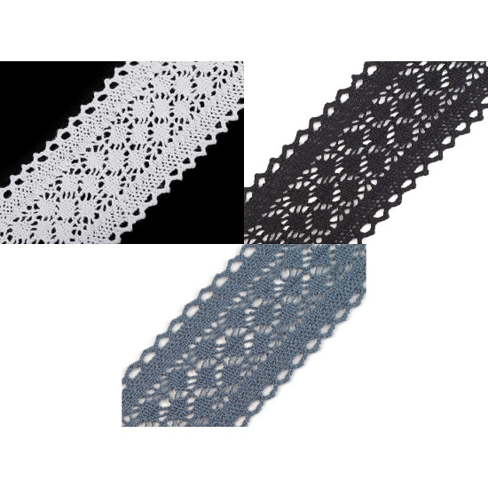 Dantelă bumbac croşetată, lățime 60 mm - Bej deschis (1 Metru) Dantelă bumbac croşetată, lățime 60 mm - Bej deschis (1 Metru)