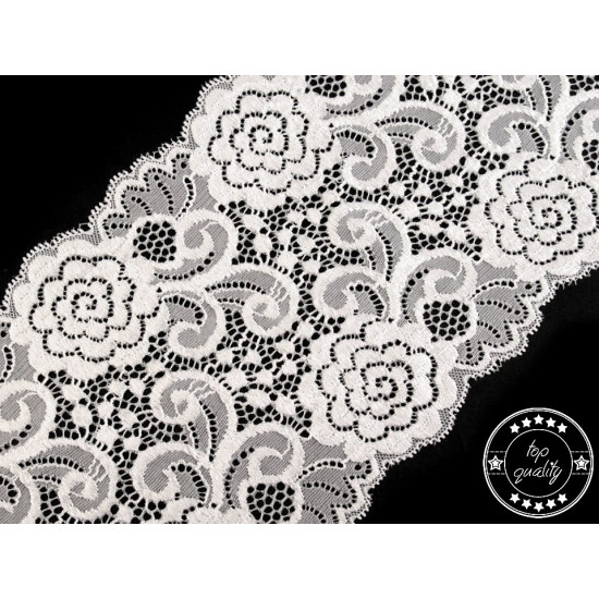 Dantelă elastică, lățime 15 cm - Negru (1 Metru) Dantelă elastică, lățime 15 cm - Negru (1 Metru)