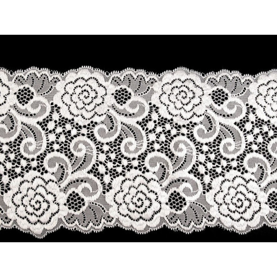 Dantelă elastică, lățime 15 cm - Negru (1 Metru) Dantelă elastică, lățime 15 cm - Negru (1 Metru)