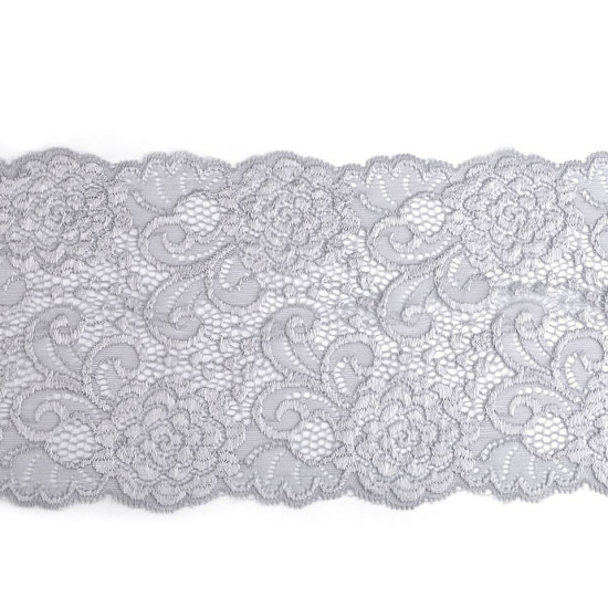 Dantelă elastică, lățime 15 cm - Negru (1 Metru) Dantelă elastică, lățime 15 cm - Negru (1 Metru)