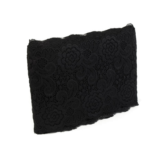Dantelă elastică, lățime 15 cm - Negru (1 Metru) Dantelă elastică, lățime 15 cm - Negru (1 Metru)