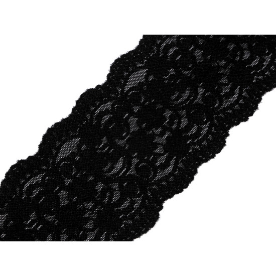 Dantelă elastică, lățime 10 cm - Negru (27 Metri) Dantelă elastică, lățime 10 cm - Negru (27 Metri)