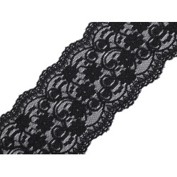 Dantelă elastică, lățime 10 cm - Negru (1 Metru)