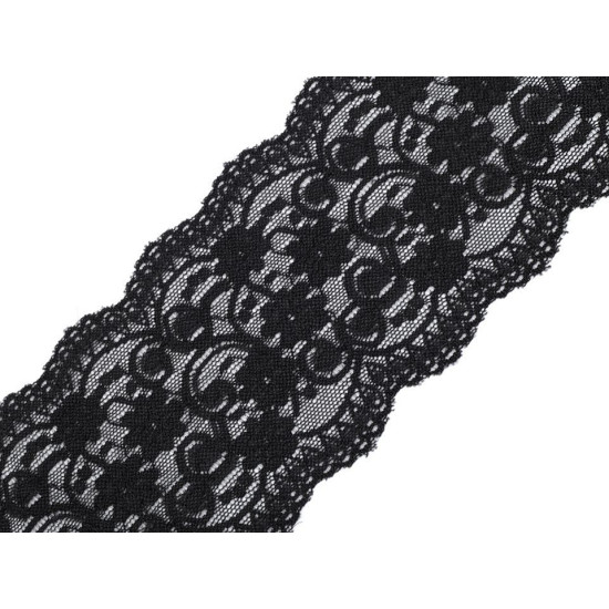 Dantelă elastică, lățime 10 cm - Negru (27 Metri) Dantelă elastică, lățime 10 cm - Negru (27 Metri)
