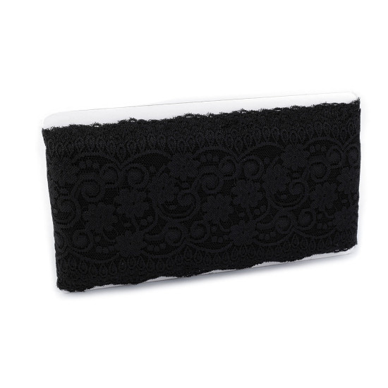 Dantelă elastică, lățime 10 cm - Negru (27 Metri) Dantelă elastică, lățime 10 cm - Negru (27 Metri)