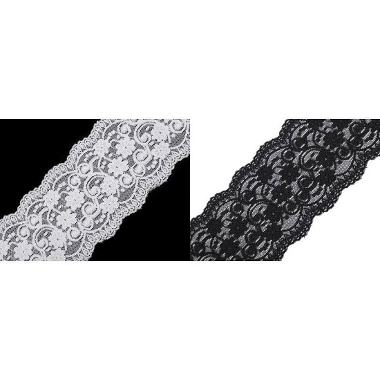 Dantelă elastică, lățime 10 cm - Negru (27 Metri) Dantelă elastică, lățime 10 cm - Negru (27 Metri)