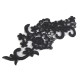 Aplicație din dantelă brodată pe organza, 8x20 cm - Negru (10 Bucăți) Aplicație din dantelă brodată pe organza, 8x20 cm - Negru (10 Bucăți)