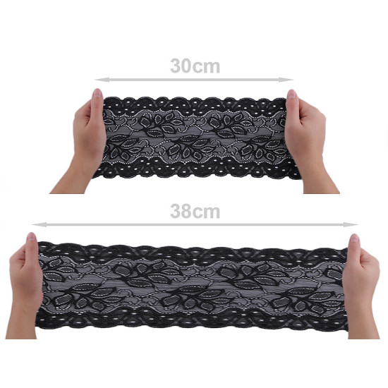 Dantelă elastică, lățime 16 cm - Roșu (1 Metru) Dantelă elastică, lățime 16 cm - Roșu (1 Metru)