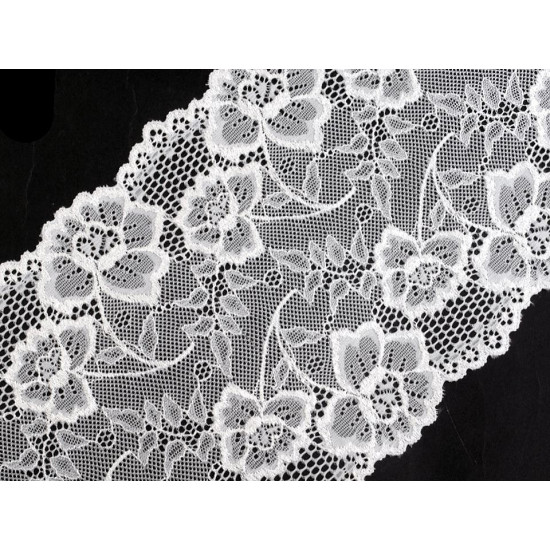 Dantelă elastică, lățime 18,5 cm - Negru (1 Metru) Dantelă elastică, lățime 18,5 cm - Negru (1 Metru)