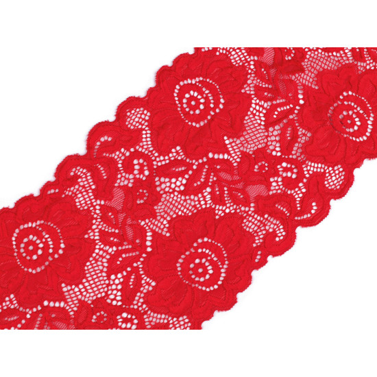 Dantelă elastică, lățime 14 cm - Roșu (1 Metru) Dantelă elastică, lățime 14 cm - Roșu (1 Metru)
