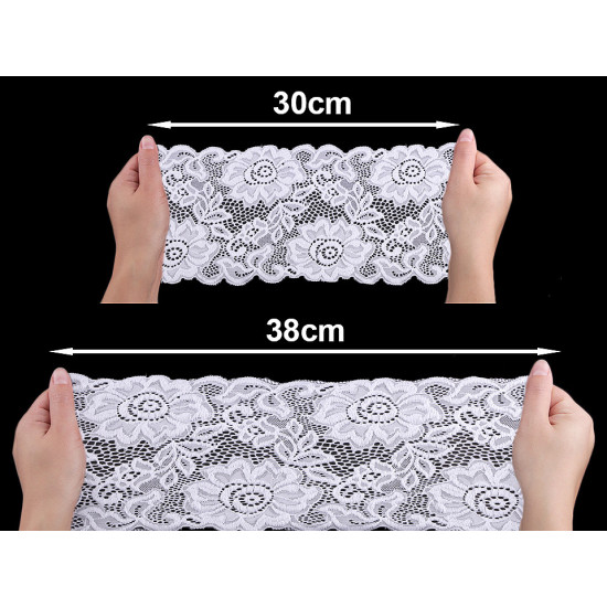 Dantelă elastică, lățime 14 cm - Roșu (1 Metru) Dantelă elastică, lățime 14 cm - Roșu (1 Metru)