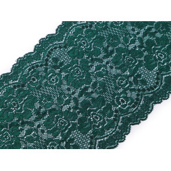 Dantelă elastică, lățime 18 cm - Verde sticlă (1 Metru)