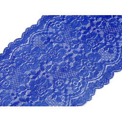 Dantelă elastică, lățime 18 cm - Albastru regal (1 Metru)