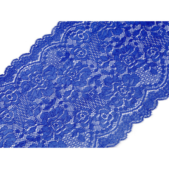 Dantelă elastică, lățime 18 cm - Albastru regal (1 Metru) Dantelă elastică, lățime 18 cm - Albastru regal (1 Metru)