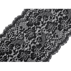 Dantelă elastică, lățime 18 cm - Negru (1 Metru)