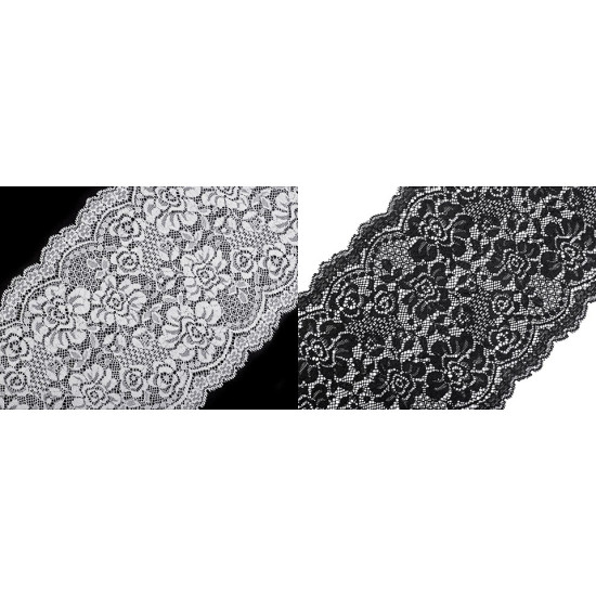 Dantelă elastică, lățime 18 cm - Albastru regal (1 Metru) Dantelă elastică, lățime 18 cm - Albastru regal (1 Metru)