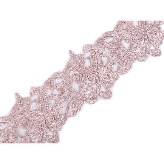 Dantelă brodată, lățime 70 - 75 mm - Crem foarte deschis (1 Metru) Dantelă brodată, lățime 70 - 75 mm - Crem foarte deschis (1 Metru)